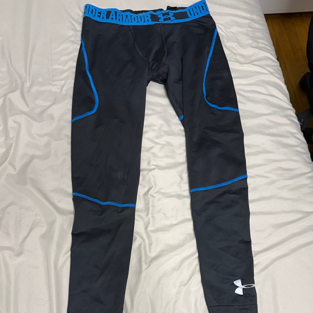 Under Armour Black Leggings with Blue Trim